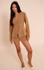 Tan Structured Faux Suede Tailored Shorts