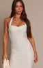Cream Bandage Straight Neck Bodycon Maxi Dress
