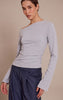 Grey Marl Cotton Asymmetric Long Sleeve Top