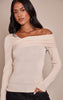 Tall Cream Long Sleeve Asymmetric Shoulder Knitted Top