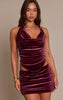 Dark Wine Velvet Ruched Mini Skirt