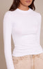 White Soft Rib Crew Neck Long Sleeve Top