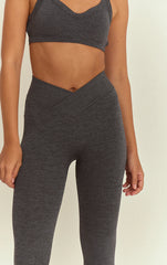 Charcoal Seamless Marl Cross Front Legging