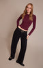 Wine Soft Cotton Crew Neck Longline Long Sleeve Top