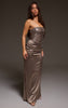 Taupe Sequin Asymmetric Maxi Dress