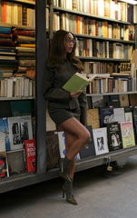 Khaki Pinstripe Tailored Woven Micro Mini Skirt