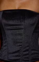 Black Velvet Boned Lace Up Corset