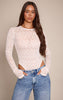 White Textured Sheer Lace Long Sleeve Bodysuit
