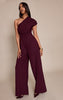 PLT Label Plum Asymmetric Ruched Wide Leg Jumpsuit