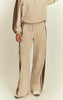Stone Shell Contrast Stripe Wide Leg Track Pants