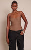 Mocha Woven Stretch Strappy Cami Top