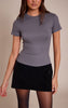 Charcoal Soft Rib Crew Neck Short Sleeve Top
