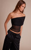 Black Mesh Panel Detail Asymmetric Long Top