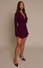 Purple Chiffon Cowl Neck Flute Sleeve Shift Dress