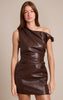 Chocolate Asymmetric Off The Shoulder Mini Dress
