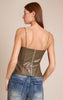Dark Olive Croc Faux Leather Structured Corset Top