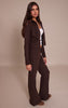 Chocolate Brushed Waffle Rib Skinny Flare Pant