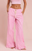 Pink Pinstripe Pants with Contrast Ties
