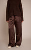 Dark Chocolate Crinkle Satin Slouchy Drawstring Pants