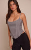 Light Grey Woven Boned Thin Straps Corset