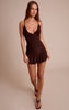 Chocolate Slinky Ruched Mini Dress