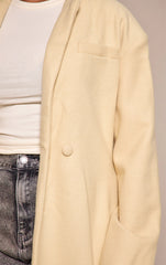 Shape Butter Yellow Wool-Look Cinched Waist Longline Blazer Coat