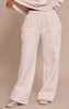 Petite Cream PLT Embossed Wide Leg Sweatpants
