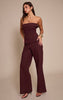 Plum Faux Suede Bandeau Foldover Jumpsuit
