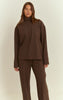 Chocolate Interlock Seam Funnel Neck Sweatshirt