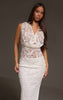 Cream Sequin Lace Sleeveless Cowl Front Top