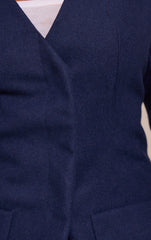 Shape Navy Wool-Look Cross Over Blazer