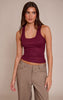 Wine Soft Rib Scoop Neck Vest Top