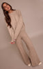 Taupe Wide Leg Knitted Pants