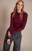 Wine Soft Rib Crew Neck Long Sleeve Top