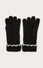 Black with White Scalloped Trim Gloves