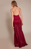 Plum Satin Contrast V Neck Maxi Dress