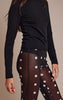 Black Mesh Polka Dot Capri Pants