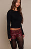 Burgundy Faux Leather Studded Hot Pants