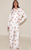 Cream Bow Croissant Long Sleeve Button Through PJ Set