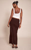 Chocolate Brushed Rib Ruched Detail Maxi Skirt