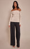 Tall Oatmeal Long Sleeve Twist Shoulder Detail Knitted Top