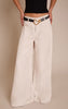 Cream Peached Gold Double Belted Pants
