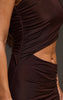 Chocolate Double Layer Slinky Cut Out Maxi Dress