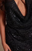Shape Black Ornate Embellished Cowl Halter Neck Top