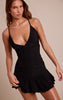 Black Slinky Ruched Detail Mini Shift Dress