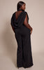 Plus Premium Black Woven Asymmetric Cowl Drape Back Jumpsuit