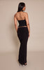 Black Double Layer Slinky Tie Wrap Front Maxi Skirt