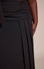 Plus Premium Black Woven Draped Fishtail Maxi Skirt