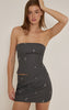 Charcoal Grey Woven Embroidered Sequin Detail Corset Top