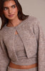 Taupe Knitted Extreme Cropped Cardigan